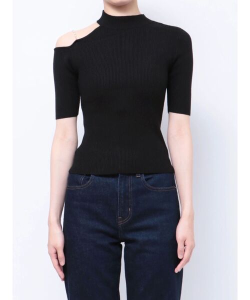 MERCURYDUO（マーキュリーデュオ）の「ショルダーパールチェーンニット（ニット/セーター・レディース・ライム/オフホワイト/ブラック/パープル・FREE）」の20枚目の写真