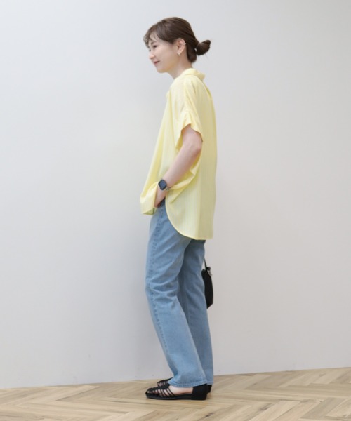 AMERICAN HOLIC（アメリカンホリック）の「サラックールフレンチスリーブシャツ（シャツ/ブラウス・レディース・ホワイト系その他6/ブルーグリーン/ネイビー/イエロー系その他2/ネイビー系2/オフホワイト・L/M）」の13枚目の写真