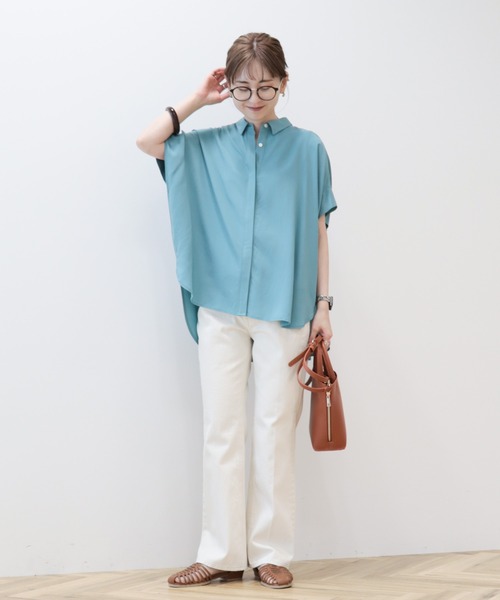 AMERICAN HOLIC（アメリカンホリック）の「サラックールフレンチスリーブシャツ（シャツ/ブラウス・レディース・ホワイト系その他6/ブルーグリーン/ネイビー/イエロー系その他2/ネイビー系2/オフホワイト・L/M）」の19枚目の写真