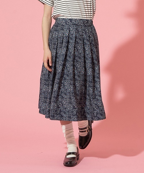 【セール】【AMI】フラワーバードタックフレアスカート（その他）｜pom ponette junior（ポンポネットジュニア）