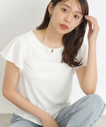 index | UV フレアスリーブトップス フロントパール調デザイン【接触冷感/洗濯機洗い可】(Tシャツ/カットソー)