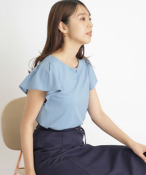 index(インデックス)の「◆《6color》UV フレアスリーブトップス フロントパール調デザイン【接触冷感/洗濯機洗い可】(Tシャツ/カットソー・レディース・ナチュラル/ブラウン系その他/オフホワイト/ネイビー/ライトブルー/ネイビー系5・38/42/36/40)」の20枚目の写真