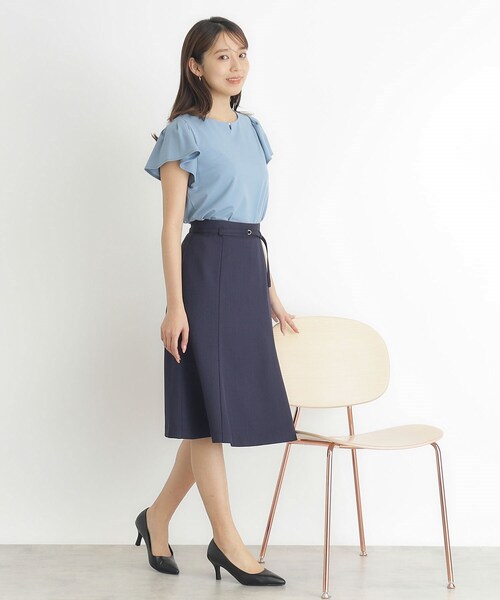 index(インデックス)の「◆《6color》UV フレアスリーブトップス フロントパール調デザイン【接触冷感/洗濯機洗い可】(Tシャツ/カットソー・レディース・ナチュラル/ブラウン系その他/オフホワイト/ネイビー/ライトブルー/ネイビー系5・38/42/36/40)」の22枚目の写真