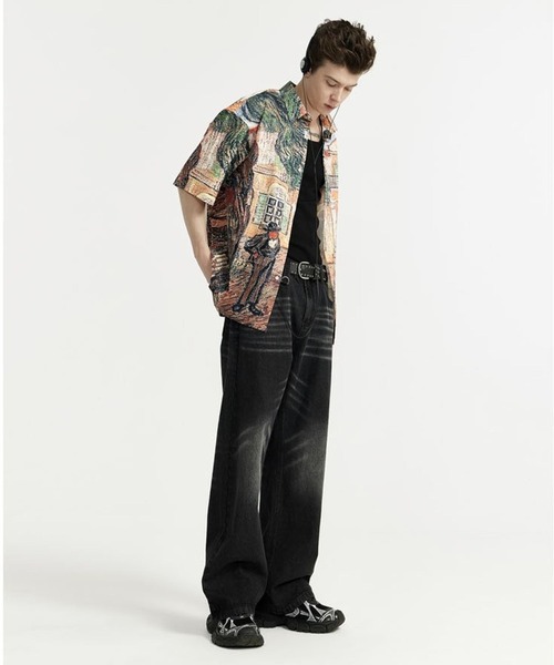 INFLATION(インフレーション)の「INFLATION/WASH WIDEデニム(デニムパンツ・メンズ・ブラック・LARGE/MEDIUM)」の2枚目の写真
