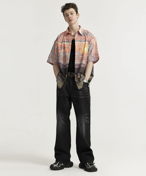 INFLATION(インフレーション)の「INFLATION/WASH WIDEデニム(デニムパンツ・メンズ・ブラック・LARGE/MEDIUM)」の3枚目の写真