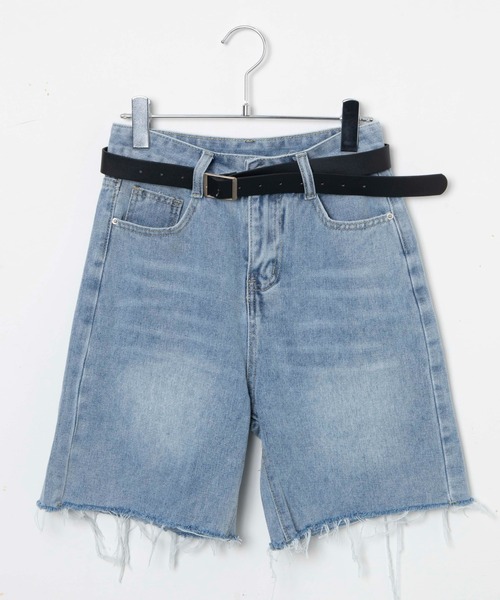 WEGO（ウィゴー）の「WEGO/ベルト付きハーフデニムパンツ（デニムパンツ・レディース・ブルー系1・MEDIUM/LARGE）」の15枚目の写真