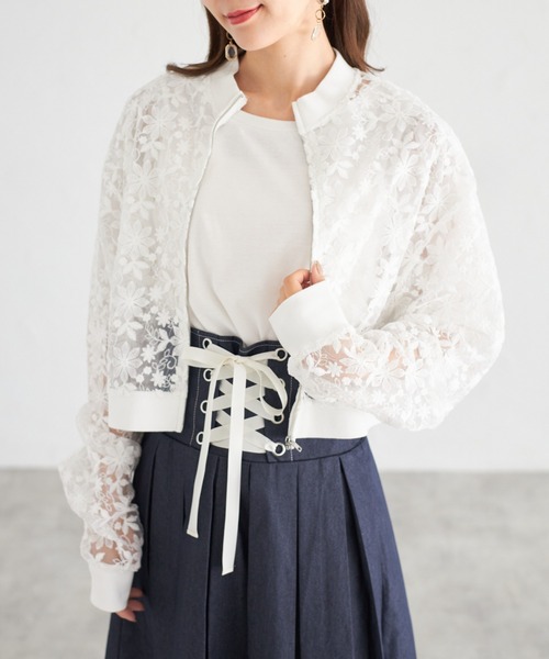 【ZOZO限定】エンブロイダリーシアーブルゾン（ブルゾン）｜tocco closet（トッコ クローゼット）