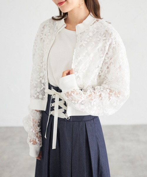 【ZOZO限定】エンブロイダリーシアーブルゾン（ブルゾン）｜tocco closet（トッコ クローゼット）