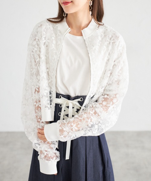 【ZOZO限定】エンブロイダリーシアーブルゾン（ブルゾン）｜tocco closet（トッコ クローゼット）