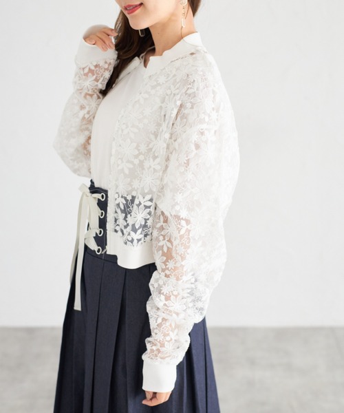 【ZOZO限定】エンブロイダリーシアーブルゾン（ブルゾン）｜tocco closet（トッコ クローゼット）