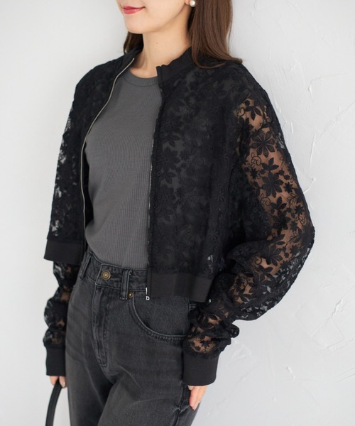 【ZOZO限定】エンブロイダリーシアーブルゾン（ブルゾン）｜tocco closet（トッコ クローゼット）