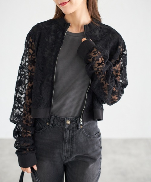 【ZOZO限定】エンブロイダリーシアーブルゾン（ブルゾン）｜tocco closet（トッコ クローゼット）