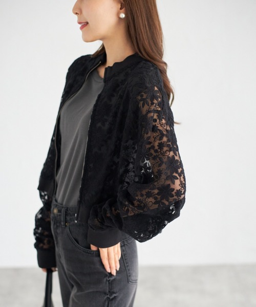 【ZOZO限定】エンブロイダリーシアーブルゾン（ブルゾン）｜tocco closet（トッコ クローゼット）