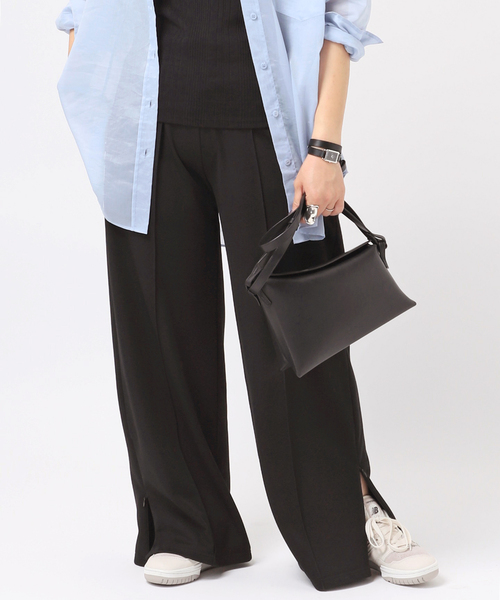 EVERYDAY I LIKE.(エヴリディアイライク)の「ミニマルトラックパンツ(スラックス・レディース・ブラック・38/36/34)」の10枚目の写真