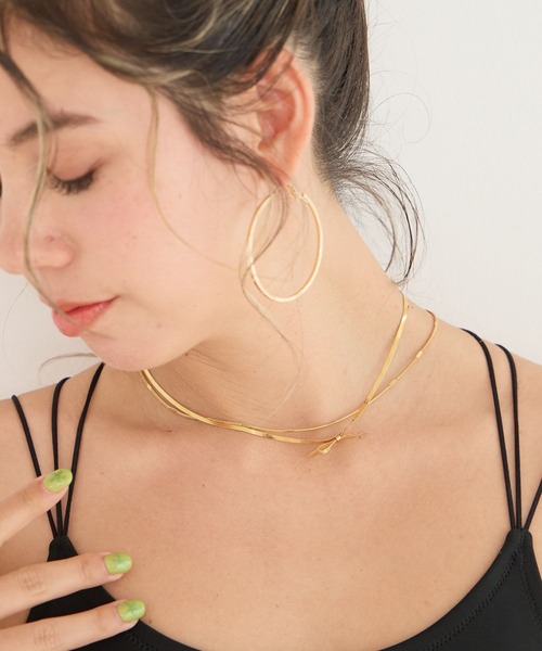 BAYFLOW（ベイフロー）の「ステンレス 2連リボンネックレス（ネックレス・レディース・ゴールド/シルバー・FREE）」の4枚目の写真