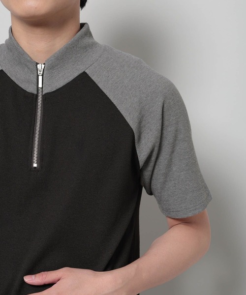 3.3 Field Trip （3.3フィールドトリップ）の「3.3 Field Trip／ ハーフジップT（Tシャツ/カットソー・メンズ・グレー/アイボリー・LARGE/MEDIUM）」の9枚目の写真