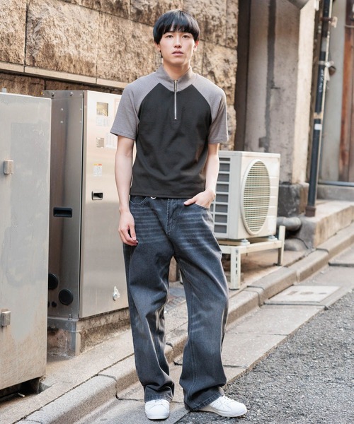 3.3 Field Trip （3.3フィールドトリップ）の「3.3 Field Trip／ ハーフジップT（Tシャツ/カットソー・メンズ・グレー/アイボリー・LARGE/MEDIUM）」の12枚目の写真