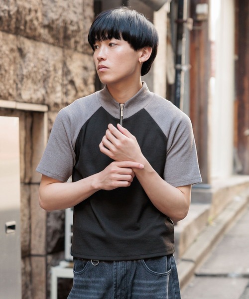 3.3 Field Trip （3.3フィールドトリップ）の「3.3 Field Trip／ ハーフジップT（Tシャツ/カットソー・メンズ・グレー/アイボリー・LARGE/MEDIUM）」の14枚目の写真