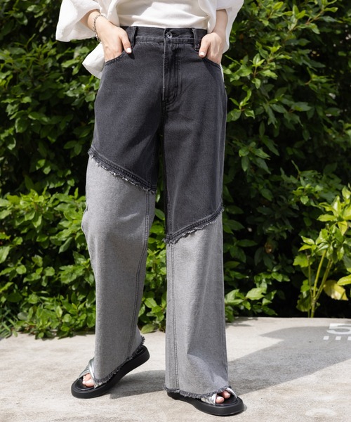 LEPSIM(レプシィム)の「切り替えデニムパンツ 120806(デニムパンツ・レディース・ブルー/チャコールグレー・LARGE/MEDIUM)」の1枚目の写真