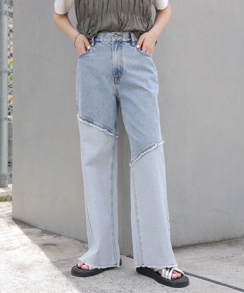 LEPSIM(レプシィム)の「切り替えデニムパンツ 120806(デニムパンツ・レディース・ブルー/チャコールグレー・LARGE/MEDIUM)」の2枚目の写真