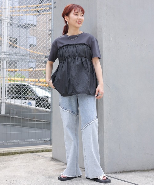 LEPSIM(レプシィム)の「切り替えデニムパンツ 120806(デニムパンツ・レディース・ブルー/チャコールグレー・LARGE/MEDIUM)」の3枚目の写真