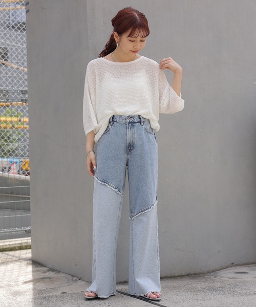 LEPSIM(レプシィム)の「切り替えデニムパンツ 120806(デニムパンツ・レディース・ブルー/チャコールグレー・LARGE/MEDIUM)」の5枚目の写真