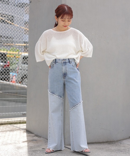 LEPSIM(レプシィム)の「切り替えデニムパンツ 120806(デニムパンツ・レディース・ブルー/チャコールグレー・LARGE/MEDIUM)」の4枚目の写真