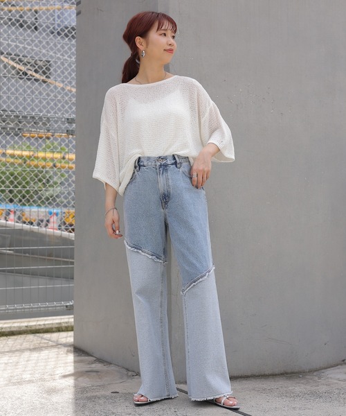 LEPSIM(レプシィム)の「切り替えデニムパンツ 120806(デニムパンツ・レディース・ブルー/チャコールグレー・LARGE/MEDIUM)」の6枚目の写真