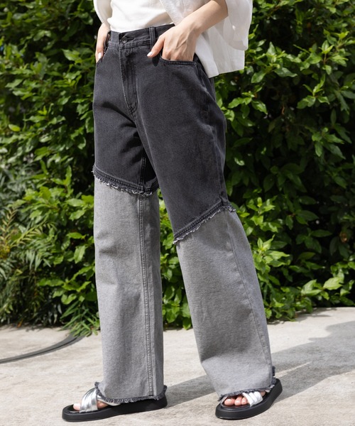 LEPSIM(レプシィム)の「切り替えデニムパンツ 120806(デニムパンツ・レディース・ブルー/チャコールグレー・LARGE/MEDIUM)」の7枚目の写真