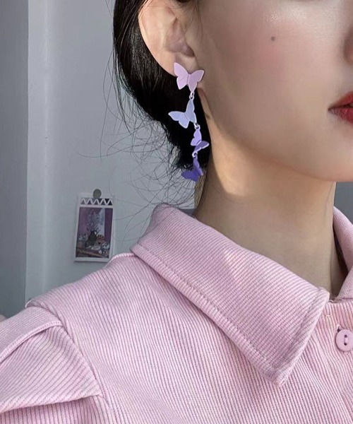 Coo+i（クーイ）の「バタフライデザインピアス（ピアス（両耳用）・レディース・パープル・FREE）」の6枚目の写真
