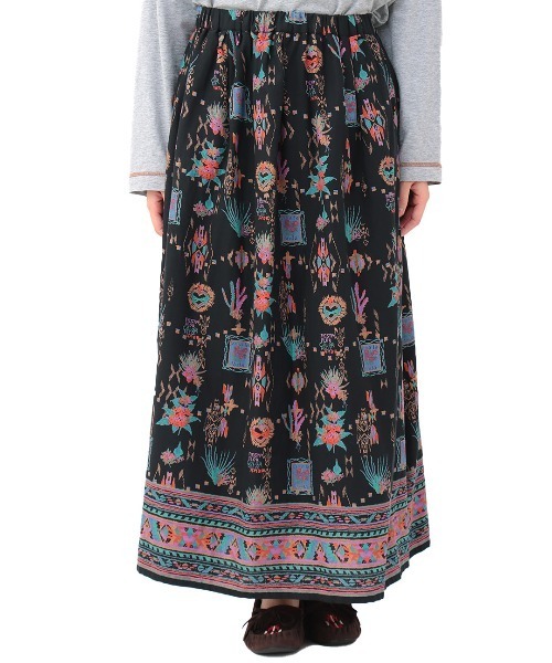 チチカカ（チチカカ）の「コットンメヒコプリントスカート（スカート・レディース・ブラック/オレンジ/グリーン・FREE）」の9枚目の写真