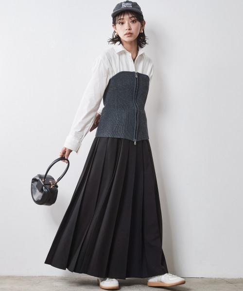 CHIC STYLE(シックスタイル)の「 ワイドカフスシャツ <大きいサイズ有>シックスタイル (シャツ/ブラウス・レディース・オフホワイト/ブルー系・M/L/LL/3L/4L/5L)」の5枚目の写真