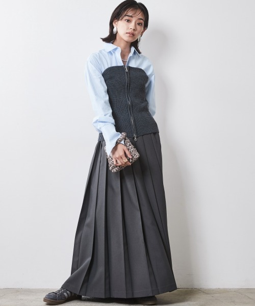 CHIC STYLE(シックスタイル)の「 ワイドカフスシャツ <大きいサイズ有>シックスタイル (シャツ/ブラウス・レディース・オフホワイト/ブルー系・M/L/LL/3L/4L/5L)」の6枚目の写真