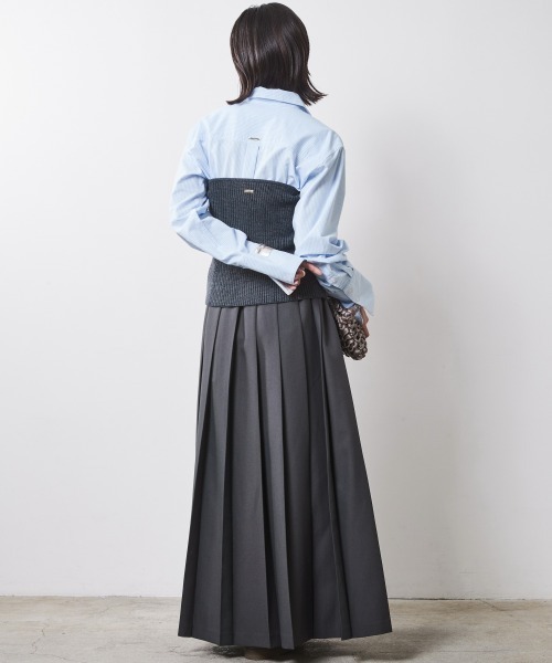 CHIC STYLE(シックスタイル)の「 ワイドカフスシャツ <大きいサイズ有>シックスタイル (シャツ/ブラウス・レディース・オフホワイト/ブルー系・M/L/LL/3L/4L/5L)」の8枚目の写真