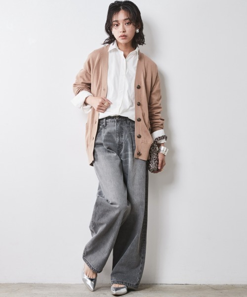 CHIC STYLE(シックスタイル)の「 ワイドカフスシャツ <大きいサイズ有>シックスタイル (シャツ/ブラウス・レディース・オフホワイト/ブルー系・M/L/LL/3L/4L/5L)」の9枚目の写真