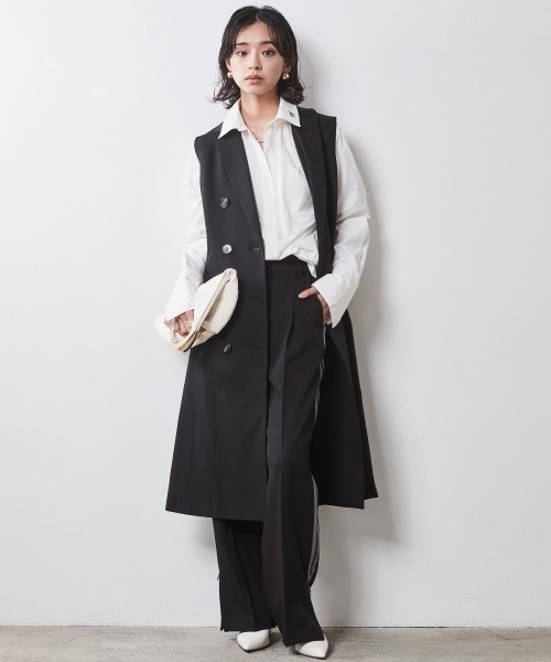 CHIC STYLE(シックスタイル)の「 ワイドカフスシャツ <大きいサイズ有>シックスタイル (シャツ/ブラウス・レディース・オフホワイト/ブルー系・M/L/LL/3L/4L/5L)」の14枚目の写真