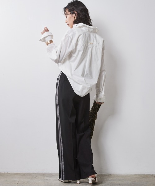 CHIC STYLE(シックスタイル)の「 ワイドカフスシャツ <大きいサイズ有>シックスタイル (シャツ/ブラウス・レディース・オフホワイト/ブルー系・M/L/LL/3L/4L/5L)」の16枚目の写真