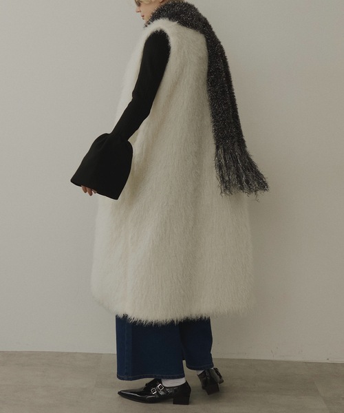 セール】ファーフリンジロングベスト（ベスト）｜VIOLETTA