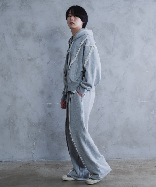 AROUND FLAVA(アラウンドフラバ)の「heavy weight linking sweatpants / ヘビーウェイト リンキング スウェットパンツ(スウェットパンツ・メンズ・グレー/ブラック・SMALL/MEDIUM/LARGE)」の4枚目の写真