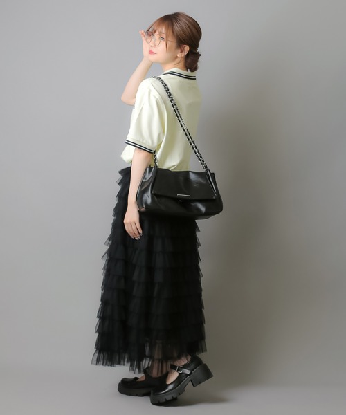 SPINNS（スピンズ）の「ワンポイント刺繍 半袖鹿の子ポロシャツ（ポロシャツ・レディース・ブラック/アイボリー/ネイビー/ピンク・ONESIZE）」の18枚目の写真