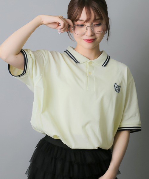 SPINNS（スピンズ）の「ワンポイント刺繍 半袖鹿の子ポロシャツ（ポロシャツ・レディース・ブラック/アイボリー/ネイビー/ピンク・ONESIZE）」の22枚目の写真