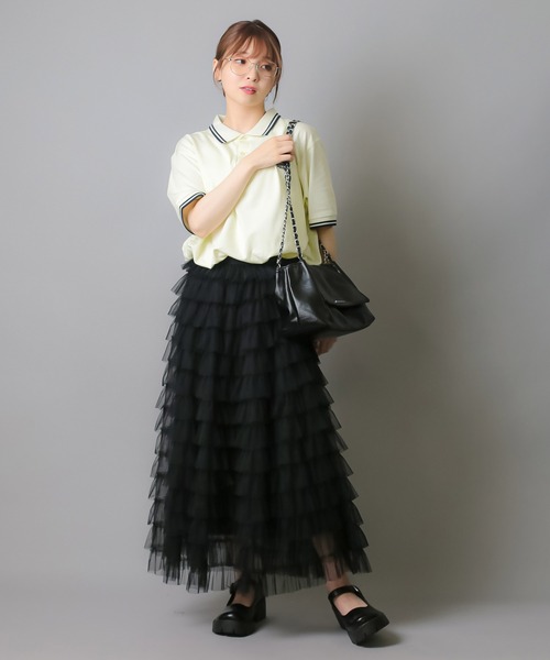 SPINNS（スピンズ）の「ワンポイント刺繍 半袖鹿の子ポロシャツ（ポロシャツ・レディース・ブラック/アイボリー/ネイビー/ピンク・ONESIZE）」の19枚目の写真