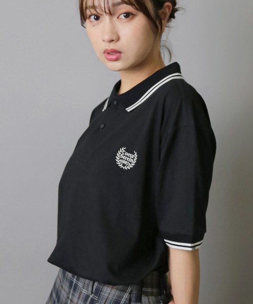 SPINNS（スピンズ）の「ワンポイント刺繍 半袖鹿の子ポロシャツ（ポロシャツ・レディース・ブラック/アイボリー/ネイビー/ピンク・ONESIZE）」の15枚目の写真