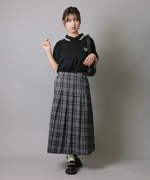 SPINNS（スピンズ）の「ワンポイント刺繍 半袖鹿の子ポロシャツ（ポロシャツ・レディース・ブラック/アイボリー/ネイビー/ピンク・ONESIZE）」の13枚目の写真