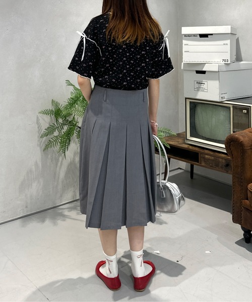 kutir（クティール）の「小花柄ワッフルリボンTシャツ/サーマルTシャツ（Tシャツ/カットソー・レディース・ホワイト/ブラック/アイボリー/ネイビー/オフホワイト・FREE）」の22枚目の写真