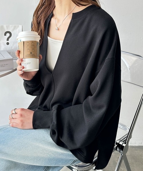 GeeRA(ジーラ)の「深Vネック裏毛スウェットプルオーバー(スウェット・レディース・杢グレー/ブラック/アイボリー・SMALL/MEDIUM/LARGE/X-LARGE)」の15枚目の写真