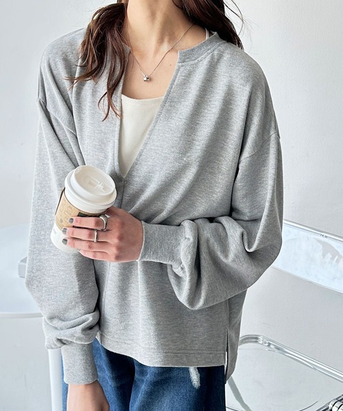 GeeRA(ジーラ)の「深Vネック裏毛スウェットプルオーバー(スウェット・レディース・杢グレー/ブラック/アイボリー・SMALL/MEDIUM/LARGE/X-LARGE)」の18枚目の写真