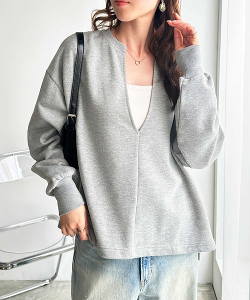 GeeRA(ジーラ)の「深Vネック裏毛スウェットプルオーバー(スウェット・レディース・杢グレー/ブラック/アイボリー・SMALL/MEDIUM/LARGE/X-LARGE)」の20枚目の写真