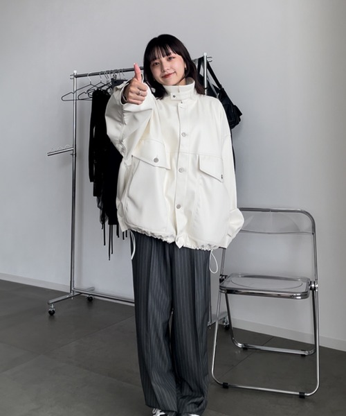 MONO-MART(モノマート)の「【nui nullu】3WAYオーバーサイズジャケット(ブルゾン・レディース・グレー/ブラック/アイボリー/ブラウン/ワイン・FREE)」の10枚目の写真