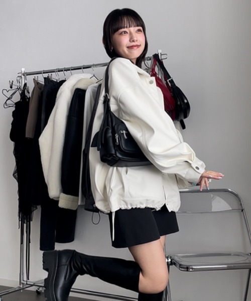 MONO-MART(モノマート)の「【nui nullu】3WAYオーバーサイズジャケット(ブルゾン・レディース・グレー/ブラック/アイボリー/ブラウン/ワイン・FREE)」の9枚目の写真